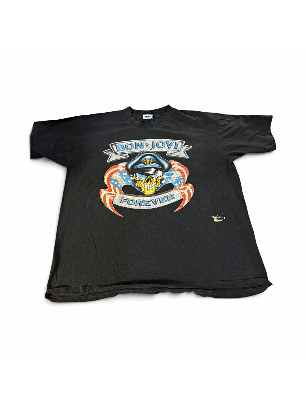 VTG BG Bon Jovi Forever Men's Black Graphic Print Short Sleeve Crew Neck Tee XL
